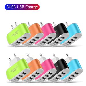 3 USB-poorten Laders Eu US Travel Adapter Oplader Home Plug Voor iphone 12 13 14 15 samsung huawei lg smart Mobiele Telefoons