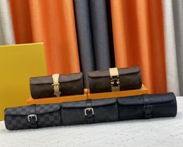 3 Watch Case Box Women Heren Designer Luxurys Travel Accessoires Bag Cosmetische zak Toiletietas Bruine Bloembrief Boskleer Bloemleer Canvas Damier Bag M47530