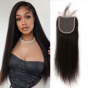 Super VENTE Spéciale 4x4 Dentelle Fermeture Attachée À La Main 13x4 Brun Dentelle Frontale avec Bébé Cheveux Bundles Offres 8-20 pouces Greatremy