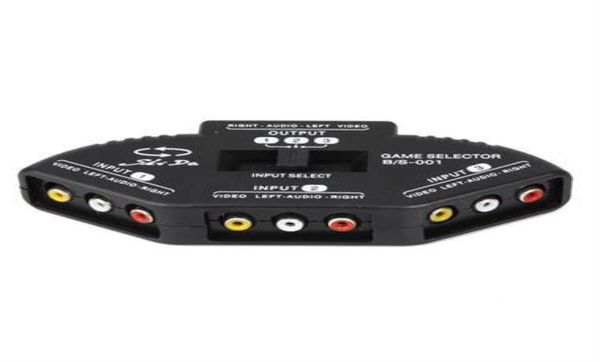 Port à 3 voies Video Video AV RCA Splitter 3 en 1 Switcher OUT 3 Câble RCA pour Xbox DVD Black56612959063291