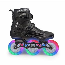 Chaussures de patins à roues alignées Flash LED à 3 roues avec 3X110mm blanc bleu vert rouge rose couleur claire Shine Roller Skate Street Patines 110mm 240127