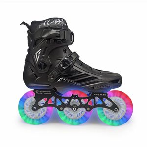 Chaussures de patins à roues alignées Flash LED à 3 roues avec 3X110mm blanc bleu vert rouge rose couleur claire Shine Roller Skate Street Patines 110mm 240315