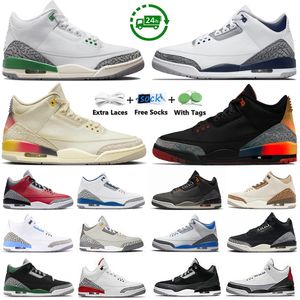 3 Chaussures de basket-ball masculines de la marine blanche 3s Medellin Rio Sunset Palomino Wizards Fear Off Noir Unc Black Cat Pine Green Rust Rose Men Femme Fentorations Sports Sneakers