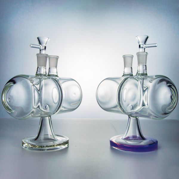 7 pulgadas Infinity Waterfall Glass Bong Invertible Gravity Glass Tuberías de agua Green Purple Clear Oil Dab Rigs 14 mm Junta macho con tazón XL-2061