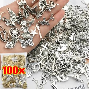 30 / 100pcs vintage mixte Metal Animal Birds Charms Perles à la main bracelet bricolage Pendant NEACKLACE Clips de fabrication de bijoux