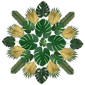 30-120 unids Plantas de Monstera artificiales Hojas de palmeras tropicales para Hawaiian Luan Greenery Wedding Party Decoración Pografía 211104