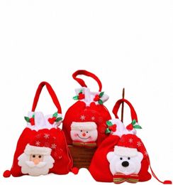 30 * 19 cm Franela cadeau de fête de Noël sac à main de Noël Père Noël bonhomme de neige cadeaux de bonbons sac sac à cordon Z6ur #