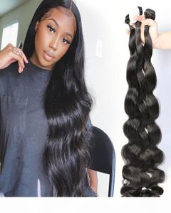 30 32 34 36 38 40 inch Braziliaanse lichaamsgolf Haar Weeven 100 HUND HAAR WEVEN 3 BUNDLES Remy Hair Extensions7863093