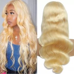 30 32 34inch transparante kanten pruiken Braziliaanse lichaamsgolf 13x4 13x1 Human Hair Lace Voorpruiken Blonde kleur 613 Rechte menselijke haarpruiken