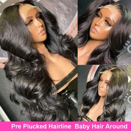 30 32 inch Body Wave HD Lace voorpruik menselijk haar voor zwarte vrouwen vooraf geplukt 150 180 13x4 Braziliaanse volle kanten frontale pruiken HD naadloos