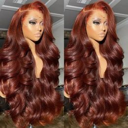 30 32 pouces Brésilien Brésilien Brun rougeâtre 13x4 13x6 Hd Lace Front Perruques Body Hair Body Wave 250% Wig Frontal Wig Frontal pour femmes 240409