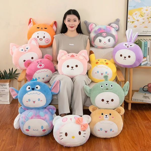 Almohada de mano cálida de dibujos animados Kuromi de 30-35cm, funda cálida para manos, juguete de peluche, animales de peluche con melodía, decoración del hogar