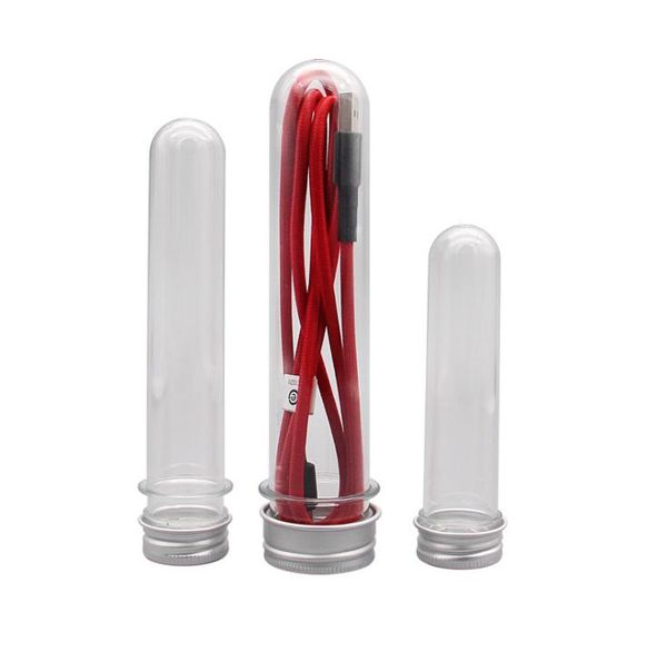 Tube à essai de bouteille rechargeable vide en plastique transparent pour animaux de compagnie 30/40/100 ML avec conteneur de bouchons en aluminium pour flacon de sels de bain de bonbons cosmétiques