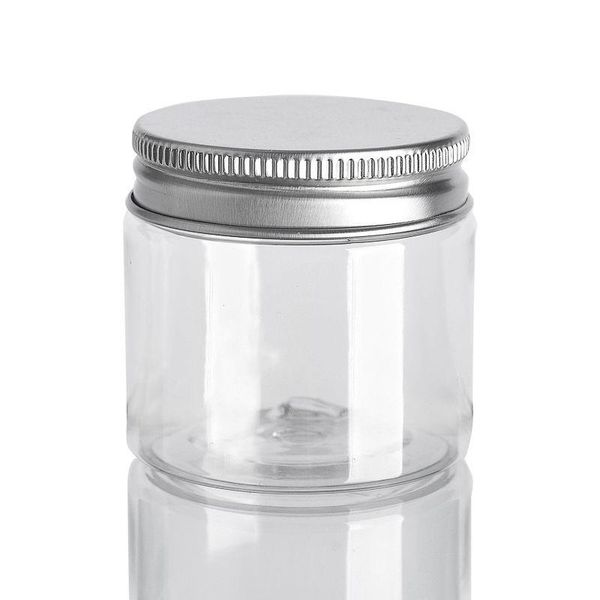 30 40 50 60 80 ml Frascos de plástico Cajas de latas de almacenamiento de PET transparentes Botella redonda con tapas de plástico/aluminio Xislg