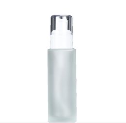 Bouteille cosmétique en verre transparent givré de 30/40/50/60 ml avec pompe de pulvérisateur de brouillard fin de distributeur de lotion de presse