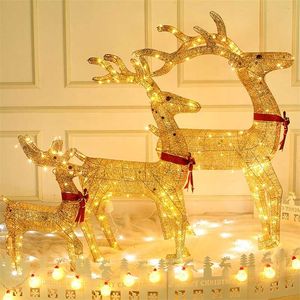 30 40 50 CM Décoration De Noël Ornements Or Cerf Elk Led Lumière Arbre De Noël Scène Chambre Maison Navidad Année Décoration 211109