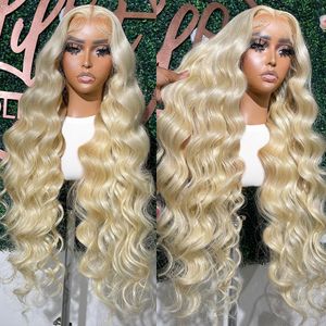 30 40 pouces 180% densité 613 Honey Blonde Color Wig 13x6 HD Perruques avant en dentelle transparente pour les femmes vagues corporelles 13x4 Wig Frontal Human Hair