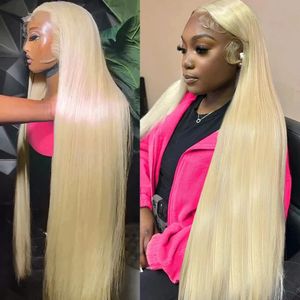 Perruque Lace Frontal Wig Remy naturelle lisse, blond miel 613, 13x6, Transparent HD, 13x4, 30 40 pouces, pour femmes