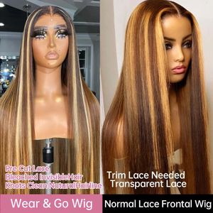 Wear Go – perruque Lace Front Wig sans colle naturelle, cheveux lisses, blond miel ombré, reflets colorés, 13x4, 30 40 pouces