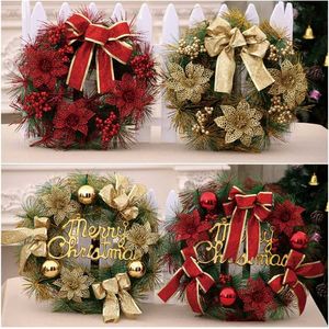 30 / 40cm Kerst Garland Wreath Pinecone Christmas Decoraties voor Home Xmas Party Levert Hanging Ornament Decoratie 211104