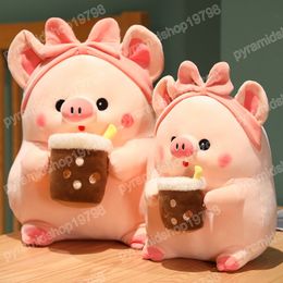 30-40 cm Kawaii Lait Thé Tasse Cochon En Peluche Jouet En Peluche Oreiller Animal En Peluche Fille Cadeaux Jouets pour Enfants Décor À La Maison