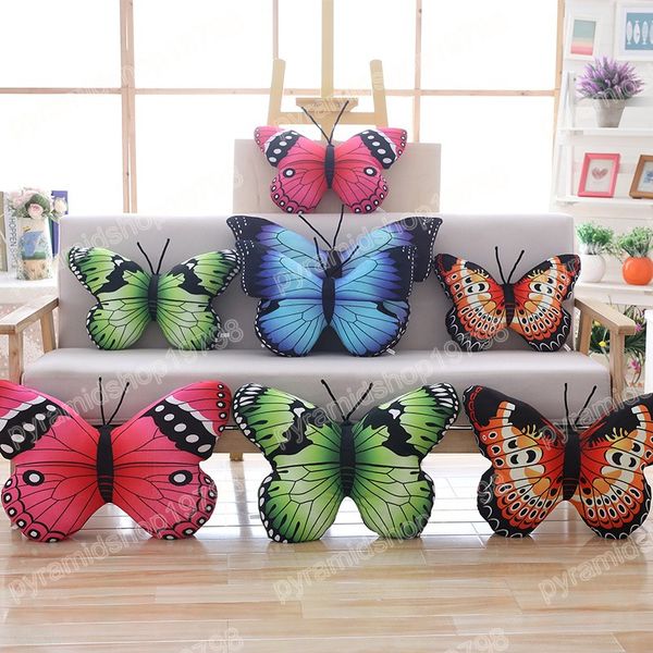 30/40CM Simulation coloré papillon en peluche oreiller en peluche jouets maison canapé coussin décoration