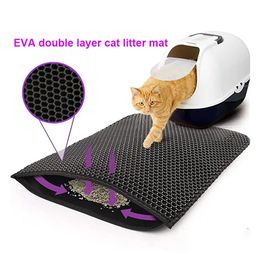 Estera de captura de arena para gatos de doble capa con forma de panal de 30x45 cm, estera de limpieza antideslizante y lavable para gatos, caja de arena para perrera y baño para mascotas