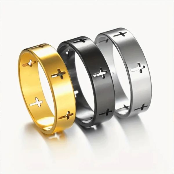 30/50/100 piezas/lote mezcla y combina estilo punk cruzado anillo de corte de acero inoxidable al por mayor para hombres y mujeres joyería de dedo