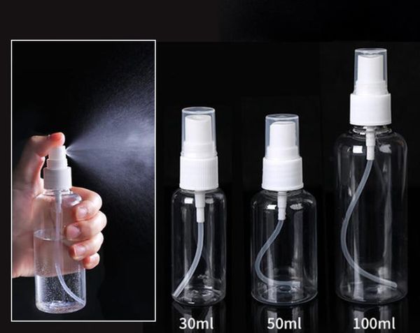 30 50 100ml botella transparente en spray PET de plástico vacía pulverizador Mini maquillaje botellas rellenables atomizador venta caliente SN4181