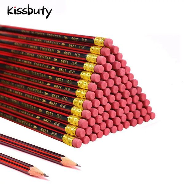 30/50/100 Pcs/Lot crayon de croquis crayons de plomb en bois HB crayon avec gomme enfants dessin crayon école écriture papeterie 240122