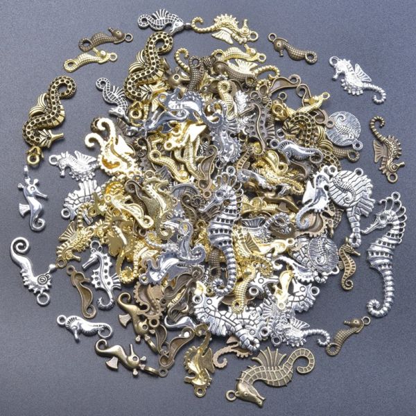 30/50 / 100pcs mélange animal marin Animal Hippocampus Charmes Pendant pour les bijoux Making DIY Collier Bracelet Course accessoires faits à la main