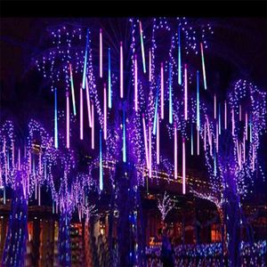 30 / 50cm Meteor Shower Rain 8 Tubes LED String Lights Étanche Noël Décorations de patio extérieur Mariage Navidad Tree Holiday 211109