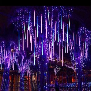30/50cm Meteor Douche Rain 8 Tubes LED String Lights String imperméable Noël Décorations de patio extérieur mariage Navidad Tree Vacances 211112