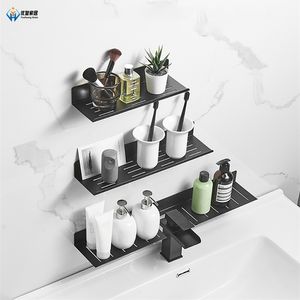 30-50cm accessoires de salle de bain sans poinçon robinet mural étagère de rangement cosmétique miroir étagères avant 211112