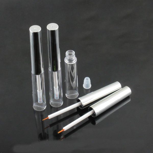 Tubo delineador de ojos de plástico transparente de 30/50 Uds. De 8ML con tapa plateada, botella de pegamento para pestañas cosméticas, paquete líquido para crecimiento de pestañas de belleza