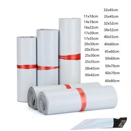 30 / 50pcs / lot Courrier blanc sac Express Envelope Sac de rangement Sacs de diffusion Self adhésif PE Emballage en plastique en plastique 24 tailles 240423