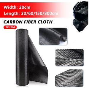 Tissu en Fiber de carbone uni, 30/60/150/300cm, 3K, 200gsm, 0,2 mm d'épaisseur, pour pièces de voiture commerciales, équipement de Sport, 240202