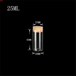 30*60mm 25 ml flacons en verre bocaux Tube à essai avec bouchon en liège vide Transparent bouteilles transparentes 50 pcs/lotgood qté