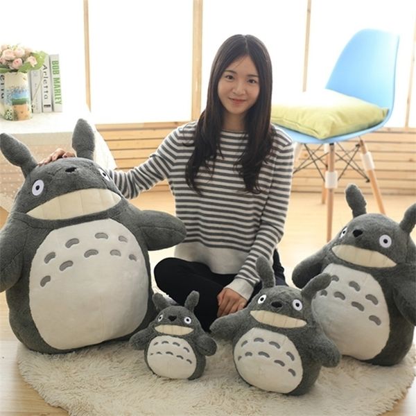 30-70 cm adorables jouets en peluche Totoro peluche douce poupée de personnage de dessin animé Kawaii avec feuille de lotus ou dents cadeaux pour enfants LJ200914