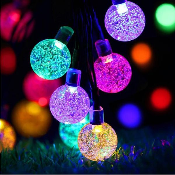 30 ampoules LED guirlandes lumineuses à énergie solaire boule de cristal étanche lampe colorée lampe à bulles éclairage extérieur vacances Derocation LSK1354