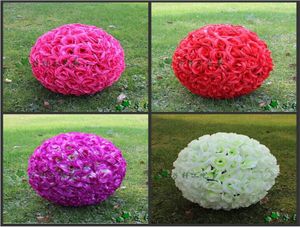 30 cm 12quotartificele codering roze zijden bloem kussende ballen hangende bal kerst ornamenten huwelijksfeestdecoraties 5pcs6099834