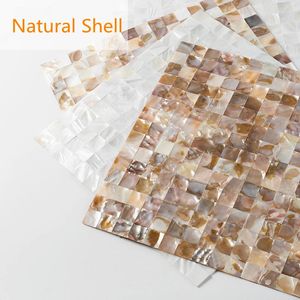 30 CM Natuurlijke Shell Mozaïek Tegel Sticker Vel Parelmoer Behang voor Interieur Decoratie Badkamer Keuken Wandtegels 240123