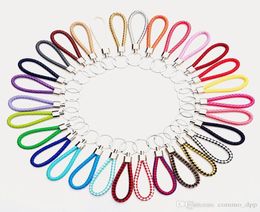 30 couleurs PU cuir tressé tissé porte-clés corde anneaux Fit bricolage cercle pendentif porte-clés porte-clés de voiture bijoux accessoires in6220610