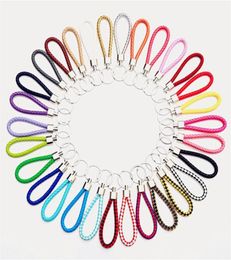 30 couleurs PU cuir tressé tissé porte-clés corde anneaux Fit bricolage cercle pendentif porte-clés porte-clés de voiture bijoux accessoires 936607337