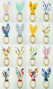 30 kleuren baby kinderziektes speelgoed houten ring training kauwspeelgoed konijn oren streep stip dot print tanden cartoon bunny oren soothers z20276077379
