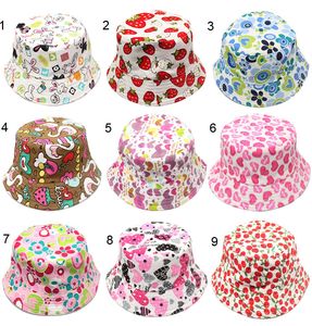 30 kleuren buitenhoed kinderen rooster emmer hoed casual bloem zon geprinte bassin canvas tope kinderen visser caps baby beanie caps m429