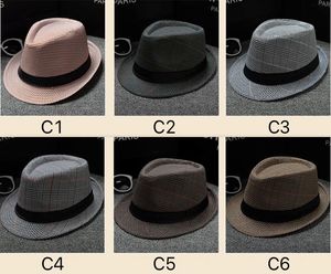 30 couleurs Panama couleur pure chapeaux et motif à carreaux Jazz chapeau coton ligne été doux mode Stingy Brim casquettes de soleil