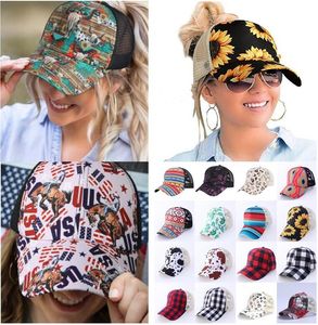 30 couleurs queue de cheval casquette de Baseball lavé coton Snapback casquettes désordre chignon chapeaux pour femmes hommes décontracté été extérieur croix chapeau