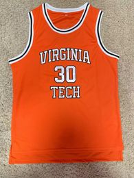 30 Dell Curry Virginia Tech Hokies College Retro Classic Basketball Jersey Mens Cousu Numéro et nom personnalisés Maillots