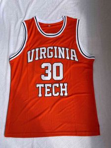 30 maillots de basket-ball universitaires Dell Curry Virginia Tech Hokies College pour hommes, broderie cousue